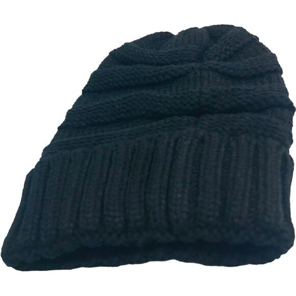 C.C Black Cable Knit Winter Beanie - Picture 5 of 8